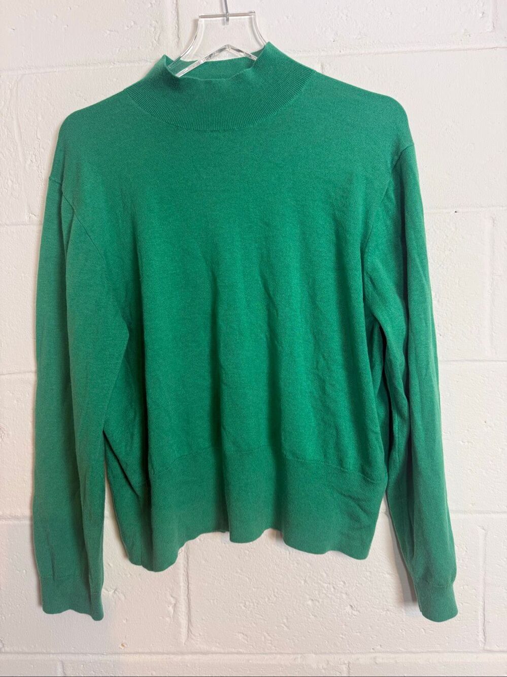 J.Crew Women’s 2X Emerald Green Mock Neck Sweater Classic Quiet Luxury Workwear